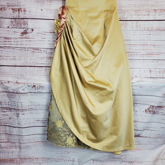 Jessica Mcclintock Formal Gold Ball Gown Sz 10 Tulle Layered Princess Maxi Dress - Picture 10 of 16